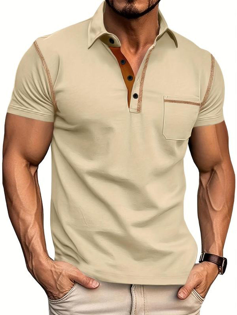 Men'S Regular Fit Short Sleeve Top, Casual Buttons Collared Top for Outdoor Sports, Polo Shirts Men, Fashion Men'S Clothes for All Seasons