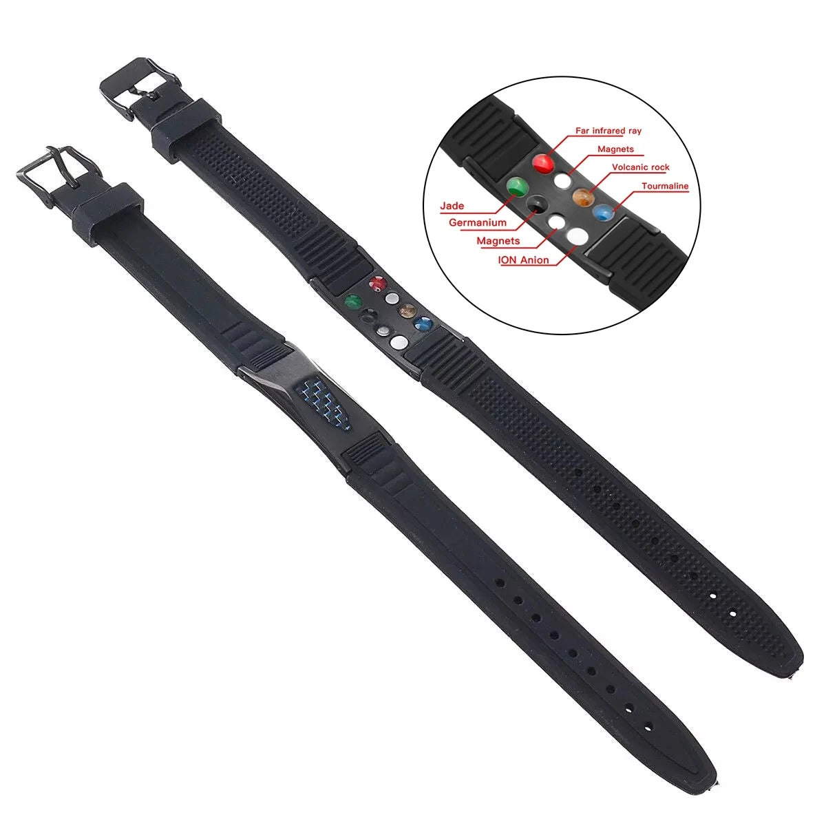 Titanium Steel Silicone Bracelet Armband Power Bio Magnetic Bracelet Anti-Radiation Slimming Therapy Carbon Fiber Bracelet