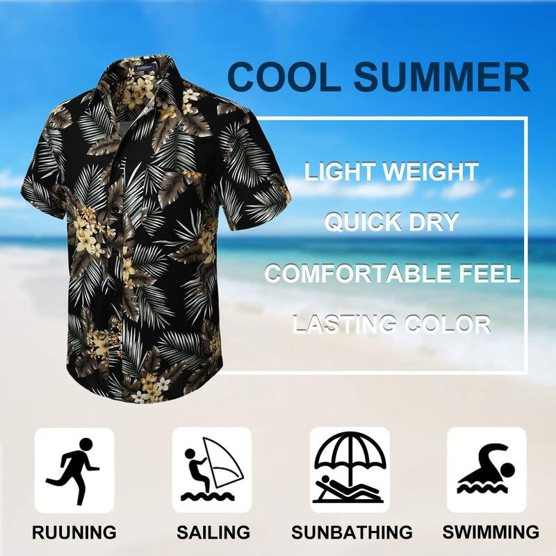 Hawaiian Shirt for Men Short Sleeve Button down Shirt Men Casual Summer Tropical Beach Aloha Shirts for Men Hawaii Party