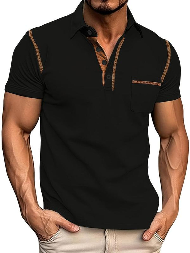 Men'S Regular Fit Short Sleeve Top, Casual Buttons Collared Top for Outdoor Sports, Polo Shirts Men, Fashion Men'S Clothes for All Seasons