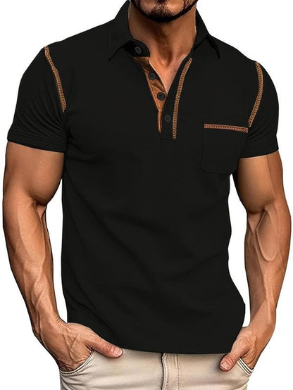 Men'S Regular Fit Short Sleeve Top, Casual Buttons Collared Top for Outdoor Sports, Polo Shirts Men, Fashion Men'S Clothes for All Seasons