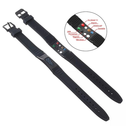 Titanium Steel Silicone Bracelet Armband Power Bio Magnetic Bracelet Anti-Radiation Slimming Therapy Carbon Fiber Bracelet