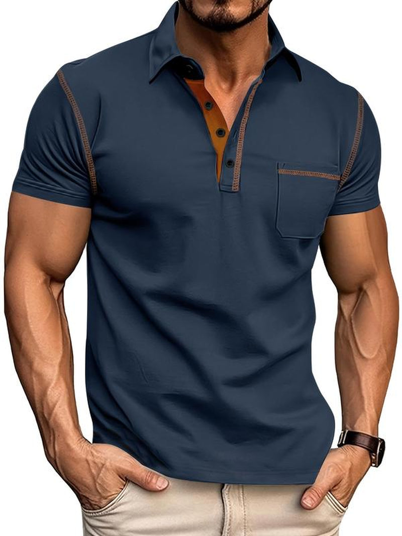 Men'S Regular Fit Short Sleeve Top, Casual Buttons Collared Top for Outdoor Sports, Polo Shirts Men, Fashion Men'S Clothes for All Seasons